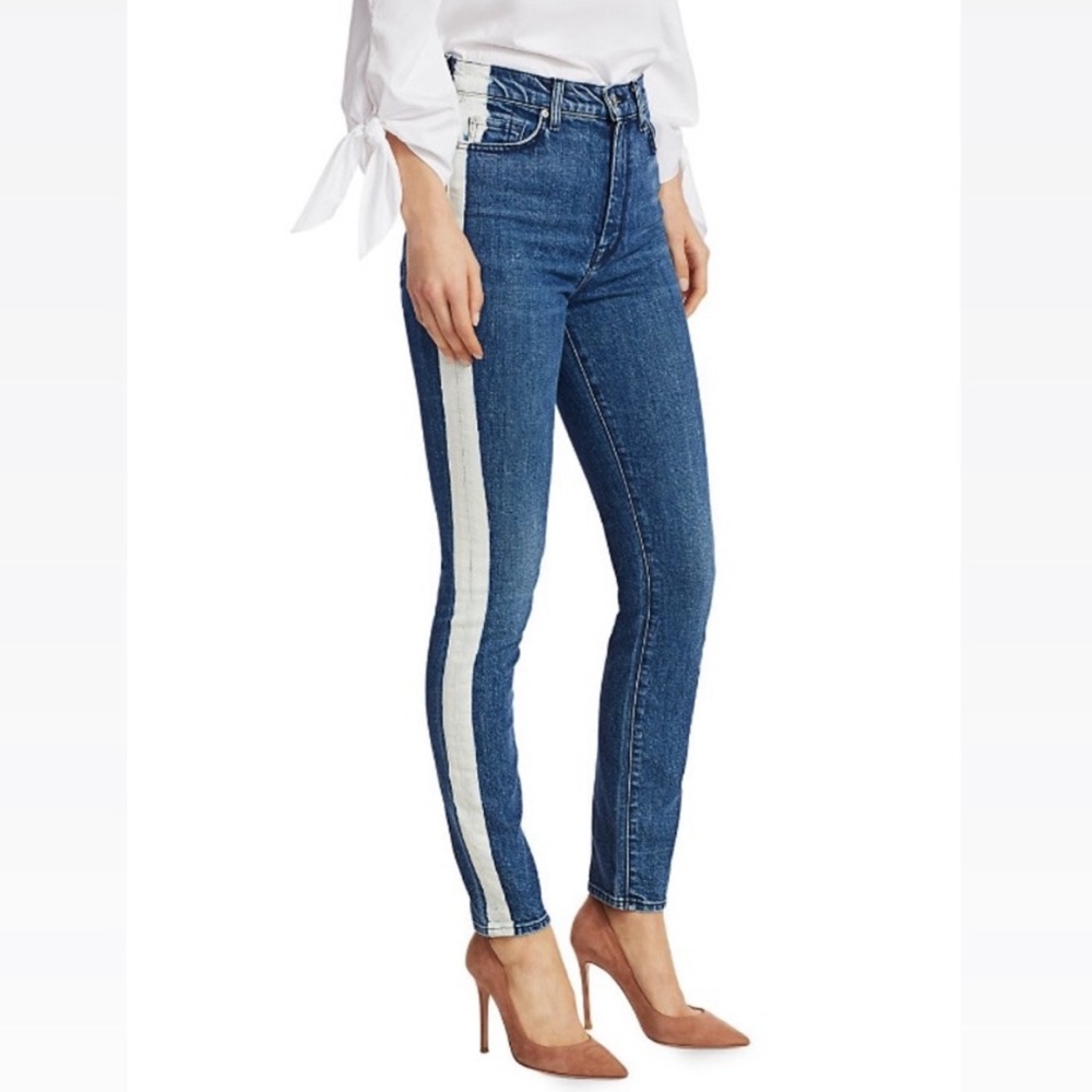 7 For All Mankind High-Rise Side Stripe Jeans 28